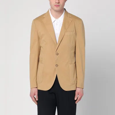 SANTANIELLO WALNUT-COLOURED SINGLE-BREASTED JACKET IN COTTON