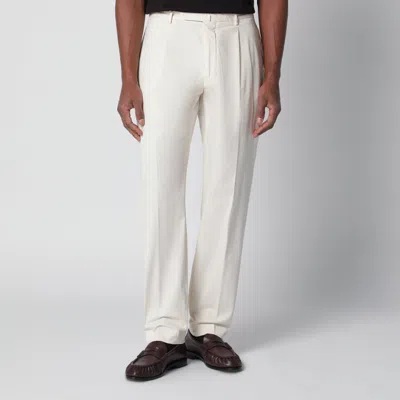 Santaniello White Trousers In Cotton
