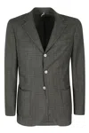 Santaniello Wool Blazer With Three Buttons And Patch Pockets In Green