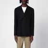 Santaniello Double-breasted Jacket In Wool-blend In Black