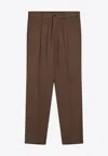 Santaniello Wool-blend Tailored Pants In Brown