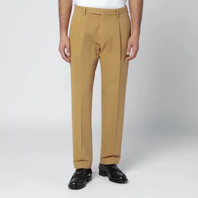 Santaniello Ochre Cotton And Cashmere Trousers In Yellow