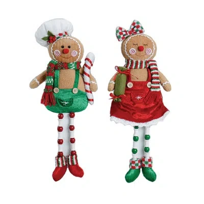 Santa's Workshop 2 Piece Christmas Gingerbread Set In Brown