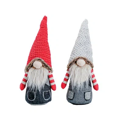 Santa's Workshop 2 Piece Denim Gnomes Set In Blue;red;gray