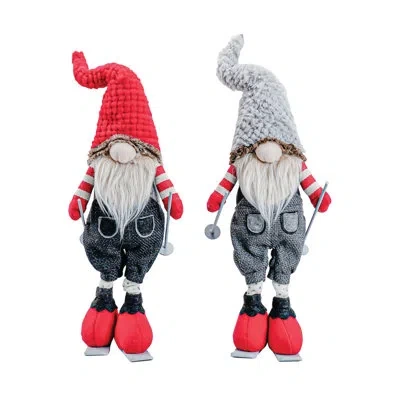 Santa's Workshop 2 Piece Denim Gnomes Set In Red;gray