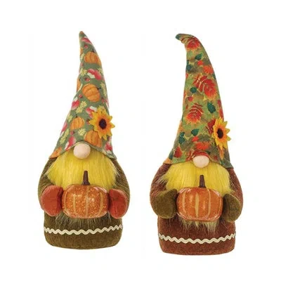 Santa's Workshop 2 Piece Fall Harvest Gnomes Set In Yellow;orange;brown;green