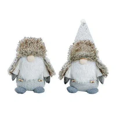 Santa's Workshop 2 Piece Gnome Brothers Set In Brown;white;gray