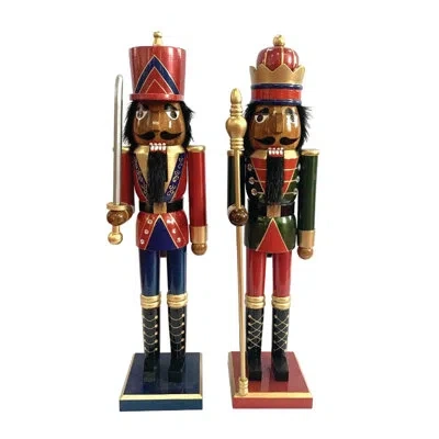Santa's Workshop 2 Piece King & Guard Nutcracker Set In Blue;green;red