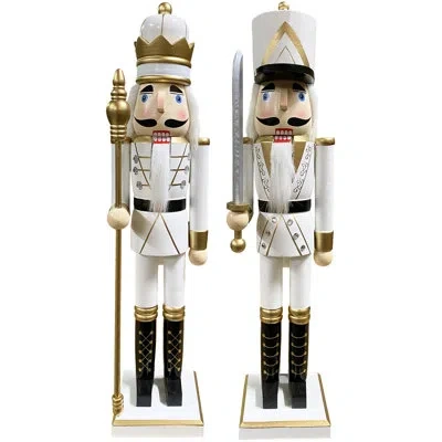 Santa's Workshop 2 Piece King And Guard Nutcracker Set In Gold;white
