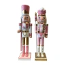 Santa's Workshop 2 Piece Nutcrackers Set In Pink;gold;white