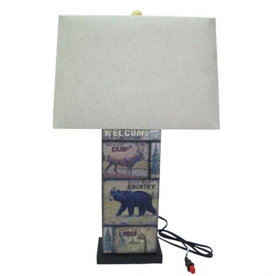 Santa's Workshop 28" Table Lamp In Blue;beige