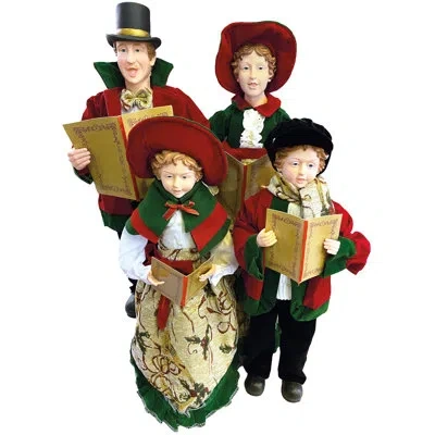 Santa's Workshop 4 Piece Holly Carolers Set In Green;red