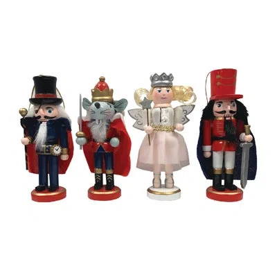 Santa's Workshop 4 Piece Nutcracker Hanging Figurine Ornament Set In Blue;red;pink