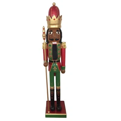 Santa's Workshop 60" Black Bejeweled King Nutcracker In Gold;green;red