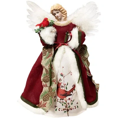 Santa's Workshop Cardinal Angel Tree Topper In Red;cream