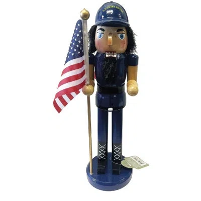 Santa's Workshop Coast Guard With Flag Nutcracker In Blue;white;red