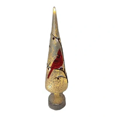 Santa's Workshop Glass Led Cardinal Tree In White;red