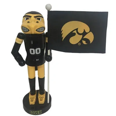 Santa's Workshop Iowa Mascot And Flag Nutcracker In Yellow;black
