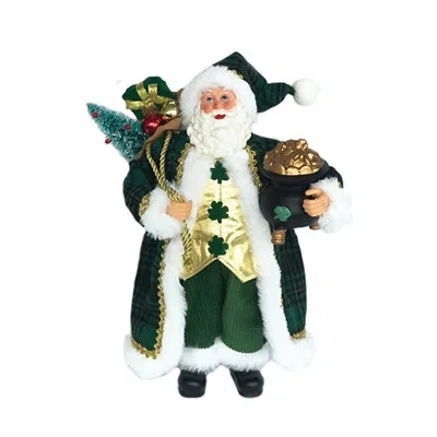 Santa's Workshop Irish Gentleman Claus In Gold;white;green