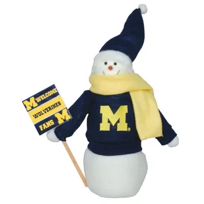 Santa's Workshop Michigan Snowman Fan In Blue;white
