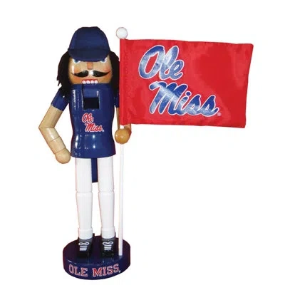 Santa's Workshop Ncaa Ole Miss Mascot Flag Nutcracker In Blue;white;red