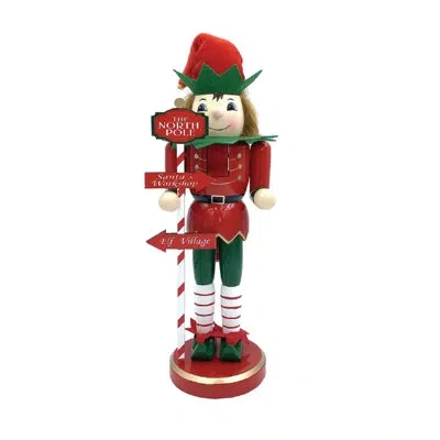 Santa's Workshop North Pole Elf Nutcracker In Green;red