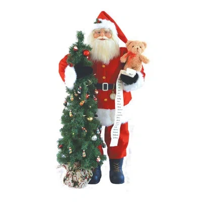 Santa's Workshop Santa With Teddy Bear And Tree Figurine