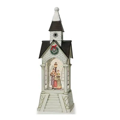 Santa's Workshop Swirl Glitter Church In Black;white;red
