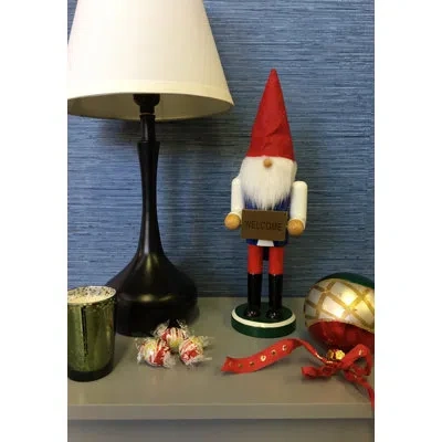 Santa's Workshop Welcome/go Away Gnome Nutcracker In Blue;red