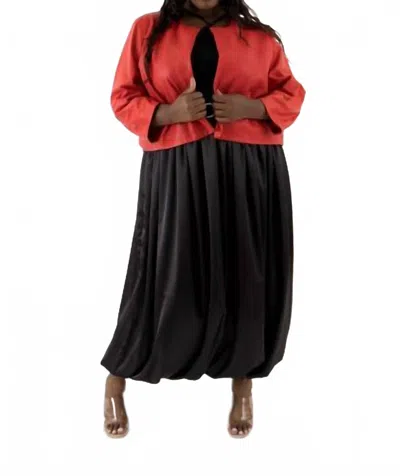Sante Grace Barre Collarless Leather Jacket In Cherry Red