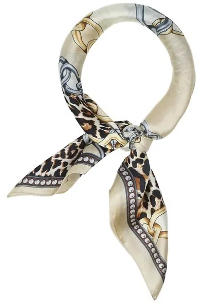 Sante Grace Leopard Animal Print Creme Colored Scarf In Multicolor In White