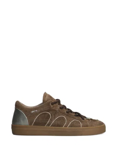 Santha Contrast-stitched Low-top Sneakers In Brown