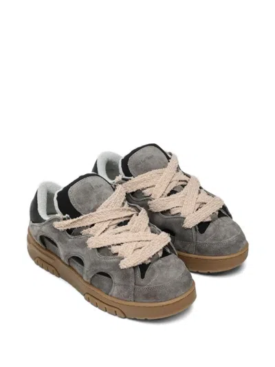 Santha Cut-out Suede Sneakers In Gray