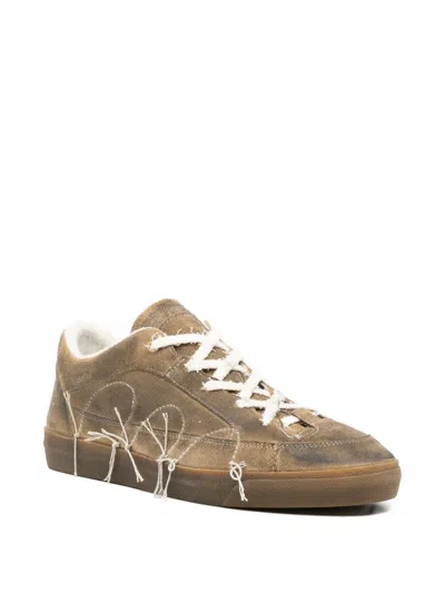Santha Destroyed Taupe Embroidered Sneakers In Brown