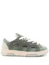 Santha Emerald Green Front Lace-up Sneakers With Oversized Tongue In Green