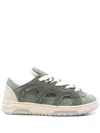 Santha Emerald Green Front Lace-up Sneakers With Oversized Tongue In Green