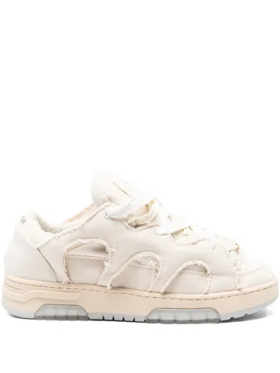 Santha Logo-detail Frayed Canvas Sneakers In Neutral