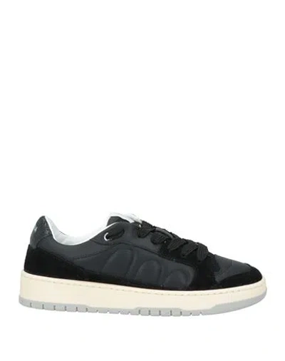 Santha Man Sneakers Black Size 9 Leather, Textile Fibers