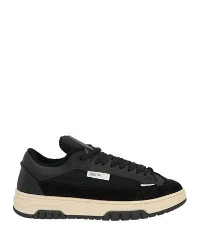 Santha Man Sneakers Black Size 9 Leather, Textile Fibers