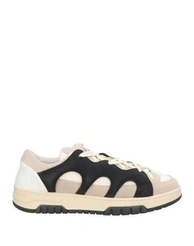 Santha Man Sneakers Grey Size 8 Leather, Textile Fibers In Gray