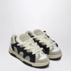 Santha Model 1 Cream/navy Blue Mesh And Suede Sneaker In Black