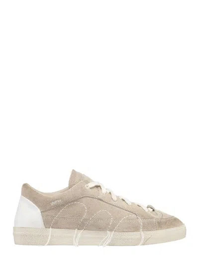 Santha Men's White Leather Mini Sneakers In Brown