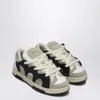 Santha Model 1 Cream/navy Blue Mesh And Suede Sneaker In Black