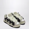 Santha Model 1 Cream/navy Blue Mesh And Suede Sneaker In Black