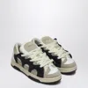 Santha Model 1 Cream/navy Blue Mesh And Suede Sneaker In Black