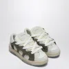 Santha Model 1 Dark Green/white Mesh And Suede Sneaker