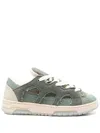 Santha Emerald Green Front Lace-up Sneakers With Oversized Tongue In Green
