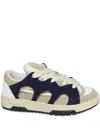 Santha Model 1 Cream/navy Blue Mesh And Suede Sneaker
