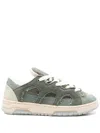 Santha Emerald Green Front Lace-up Sneakers With Oversized Tongue In Green