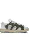 Santha Model 1 Dark Green/white Mesh And Suede Sneaker In Green